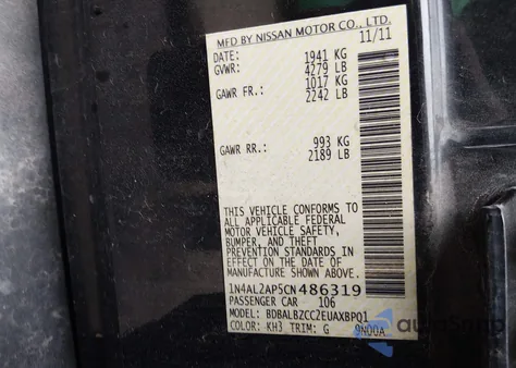 2012 Nissan Altima 2.5 S z USA, uszkodzony, nr VIN 1N4AL2AP5CN486319